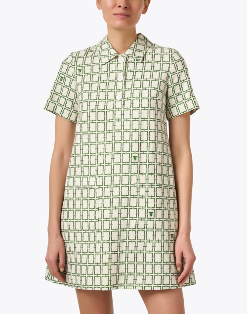 Front image - Tara Jarmon - Romarin Green Geometric Print Dress