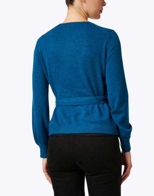 Back image - Kinross - Blue Cashmere Wrap Sweater