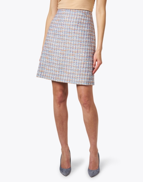 Front image - Marc Cain - Blue Multi Tweed Mini Skirt