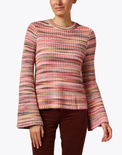 Front image - Ecru - Multi Color Striped Sweater