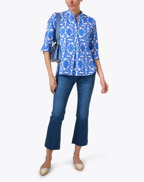 Blue Cotton Print Shirt