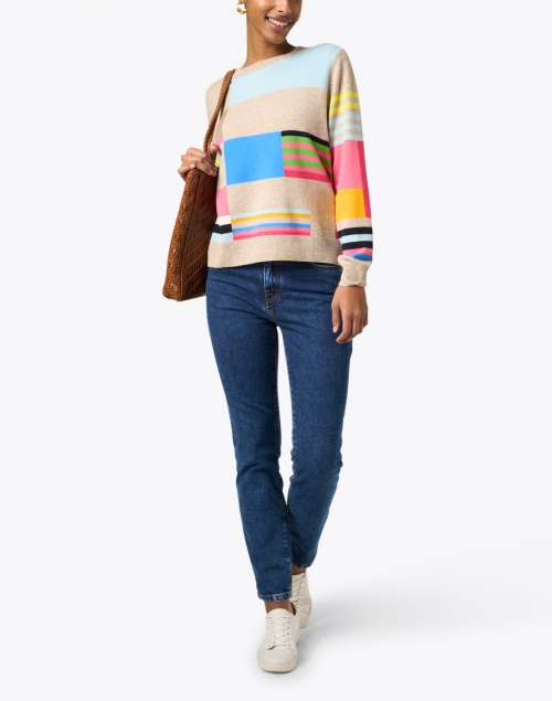 Multi Colorblocked Wool Cashmere Sweater