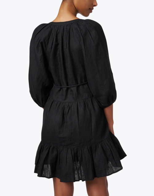 Back image - Apiece Apart - Black Linen Tiered Dress