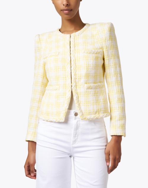 Front image - Veronica Beard - Bryne Yellow Gingham Tweed Jacket