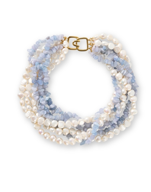 Product image - Kenneth Jay Lane - Pearl and Aquamarine Multi Strand Necklace