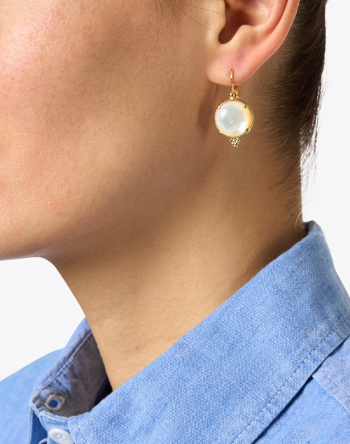 White Mother of Pearl and Gold Drop Earrings