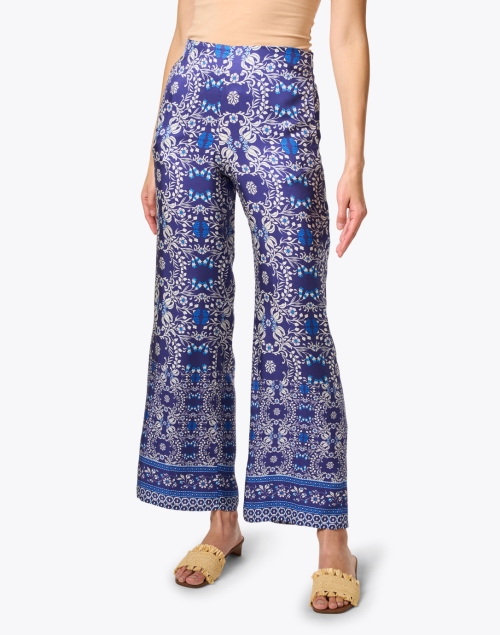 Front image - Seventy - Blue Floral Printed Trouser