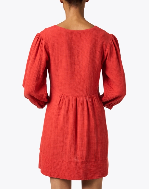 Back image - Honorine - Coco Red Cotton Gauze Dress