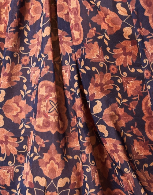 Fabric image - Kobi Halperin - Karine Orange and Navy Printed Silk Blouse