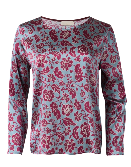 Product image - Momoni - Balena Blue and Red Print Silk Blouse