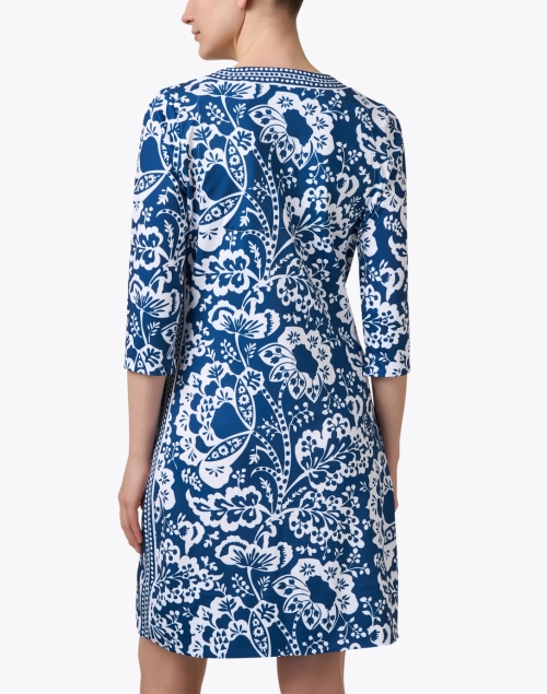 Back image - Gretchen Scott - Navy Floral Printed Jersey Dress