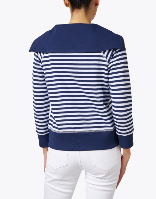 Back image - Sail to Sable - Navy and White Stripe Quarter Zip Sweater