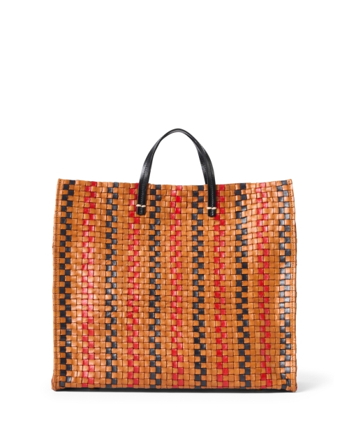 Product image - Clare V. - Brown Striped Woven Checker Leather Tote