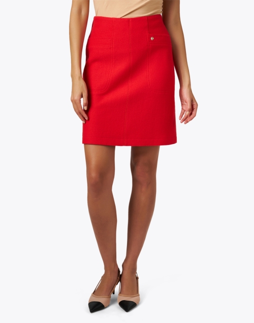 Front image - Marc Cain - Red Wool Mini Skirt