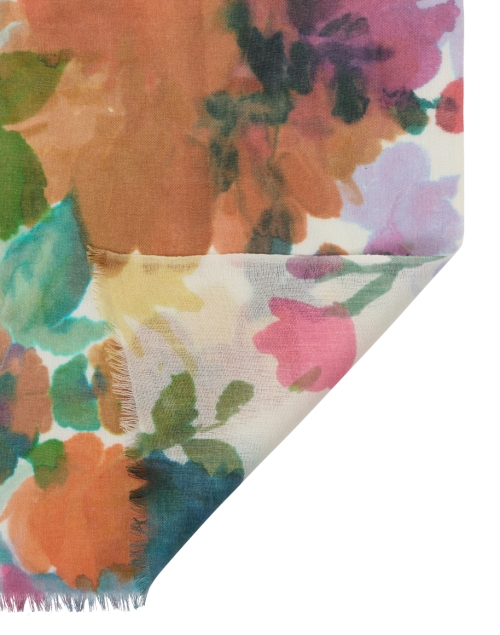 Front image - Kinross - Multi Abstract Floral Print Silk Cashmere Scarf
