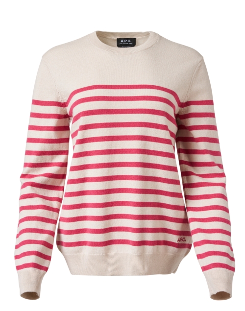 Product image - A.P.C. - Phoebe Beige Striped Cashmere Sweater