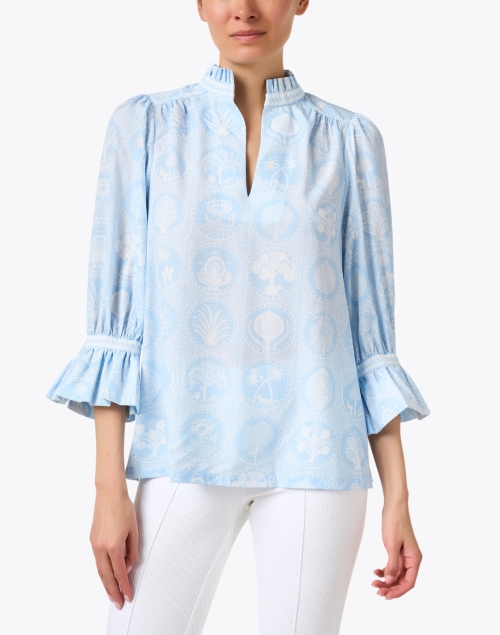 Front image - Gretchen Scott - Periwinkle and White Print Tunic Top