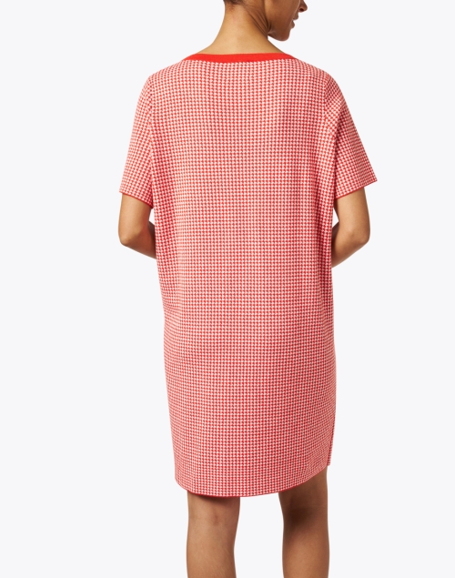 Back image - Allude - Coral Houndstooth Cotton Linen Dress