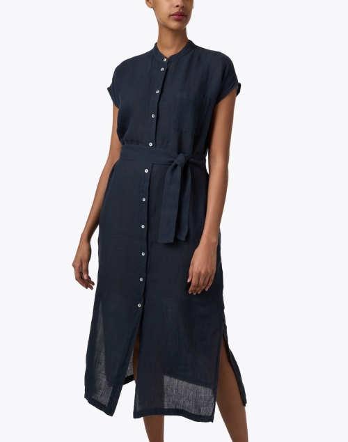 Front image - 120% Lino - Navy Linen Shirt Dress