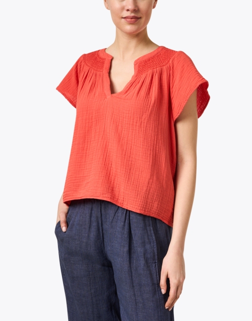 Front image - Xirena - Tati Orange Cotton Gauze Top