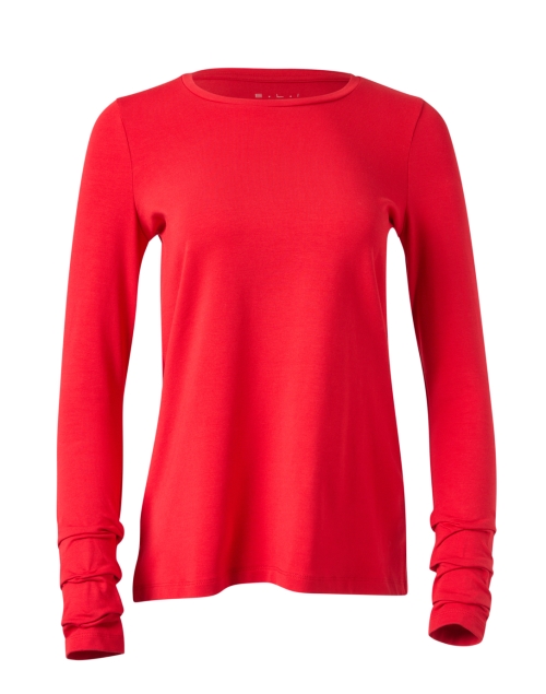 Product image - E.L.I. - Red Pima Cotton Ruched Sleeve Top