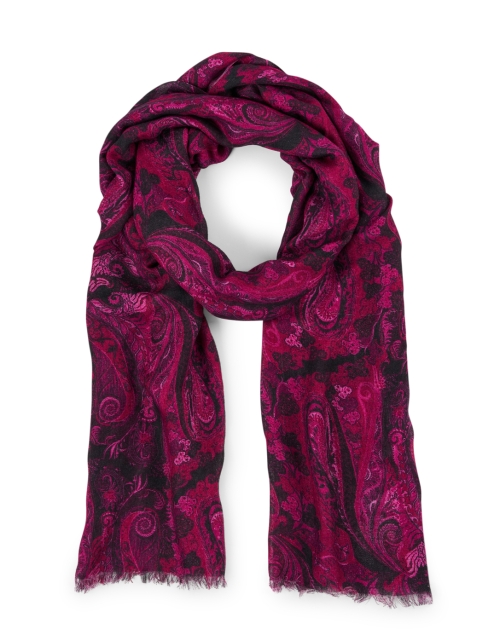 Product image - Pashma - Purple Paisley Print Cashmere Silk Scarf