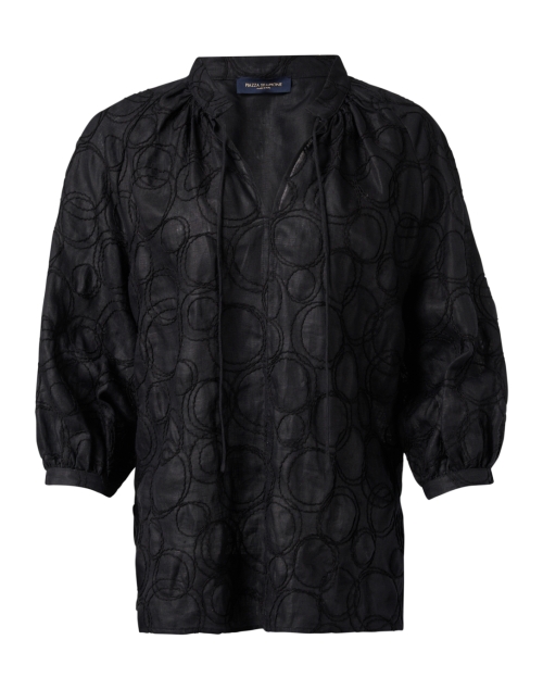 Product image - Piazza Sempione - Black Embroidered Linen Cotton Blouse