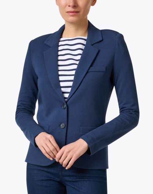Front image - Repeat Cashmere - Marine Blue Knit Blazer