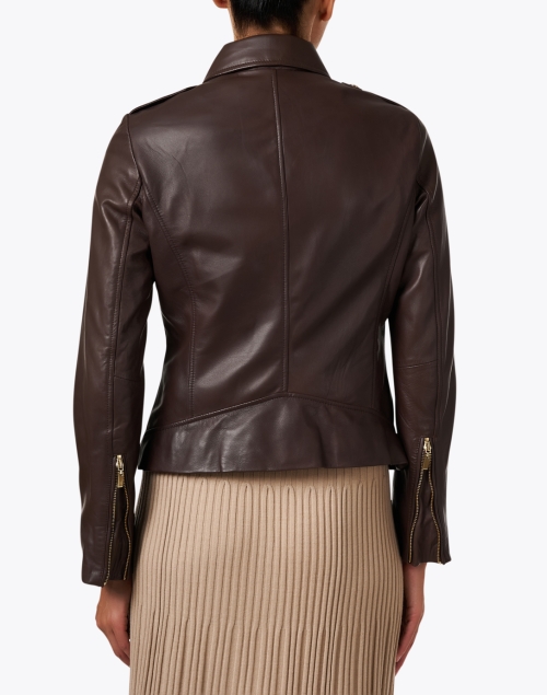 Back image - Repeat Cashmere - Brown Leather Moto Jacket
