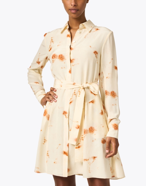 Front image - Jason Wu - Cream and Orange Print Silk Dress