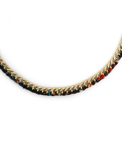 Front image - Megan Park - Curb Floral Printed Chain Necklace