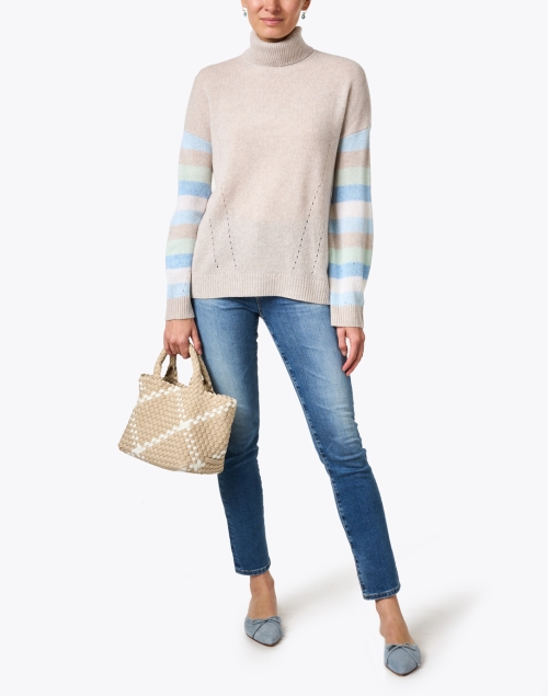 Beige Multi Stripe Cashmere Sweater