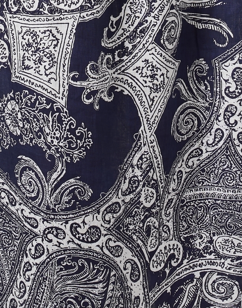 Fabric image - Vilagallo - Natalia Navy Paisley Linen Shirt Dress