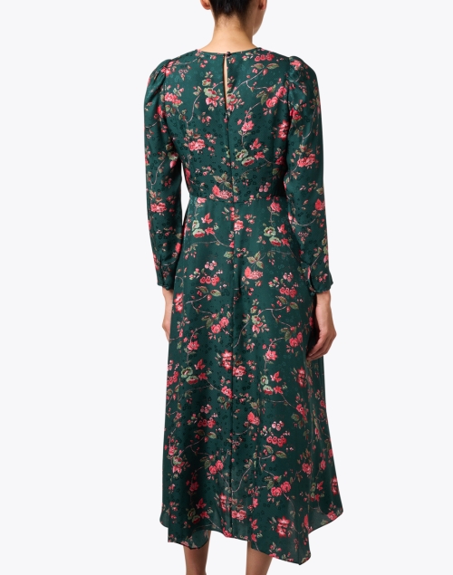 Back image - L.K. Bennett - Angelica Green Floral Silk Dress