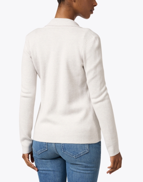 Back image - Kinross - Cream Cotton Cashmere Knit Blazer