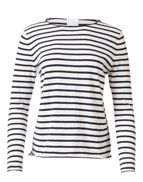Product image - Allude - Navy and White Stripe Cotton Cashmere Sweater
