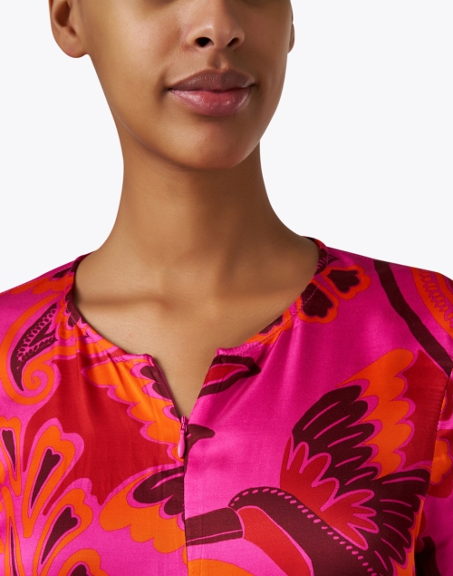 Extra_1 image - Farm Rio - Pink Print Zipper Maxi Dress