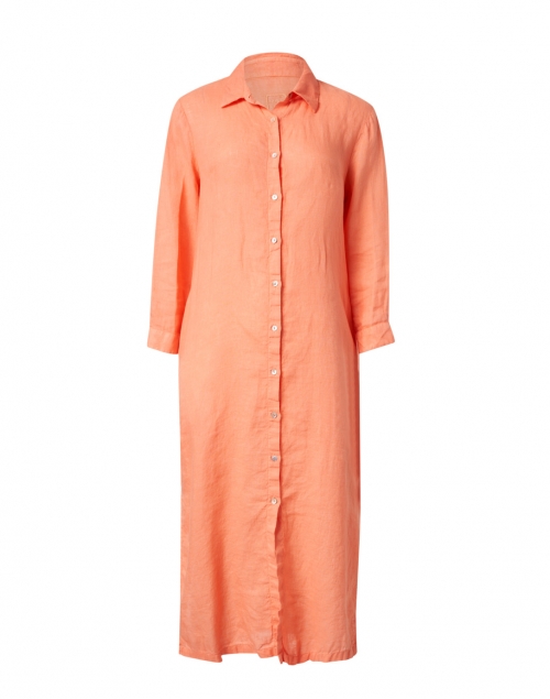 120% Lino - Sunset Orange Linen Shirt Dress