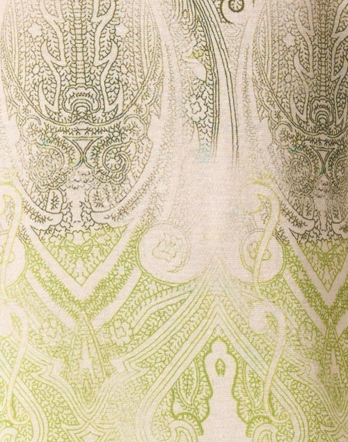 Fabric image - Pashma - Green Paisley Print Cashmere Silk Sweater