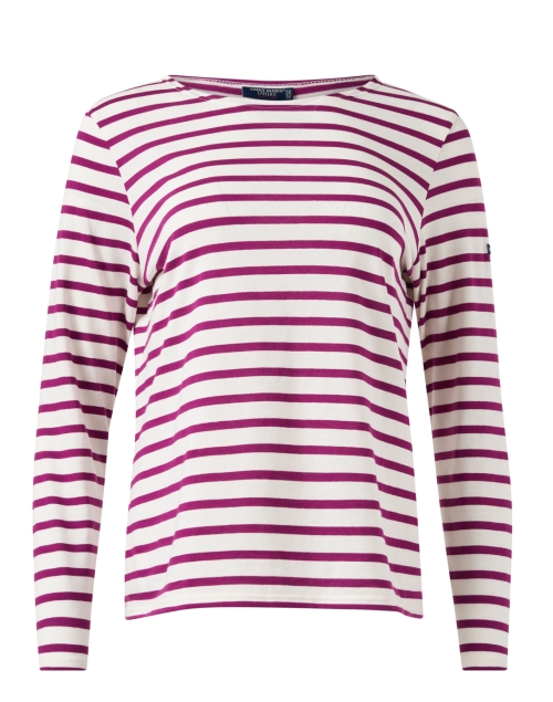 Minquidame White and Burgundy Striped Cotton Top