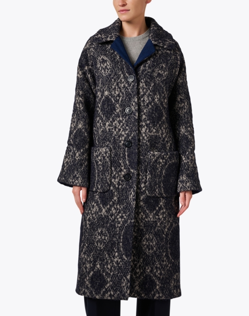 Front image - Odeeh - Midnight Navy Boucle Coat