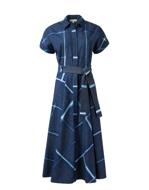 Lafayette 148 New York Indigo Print Cotton Shirt Dress