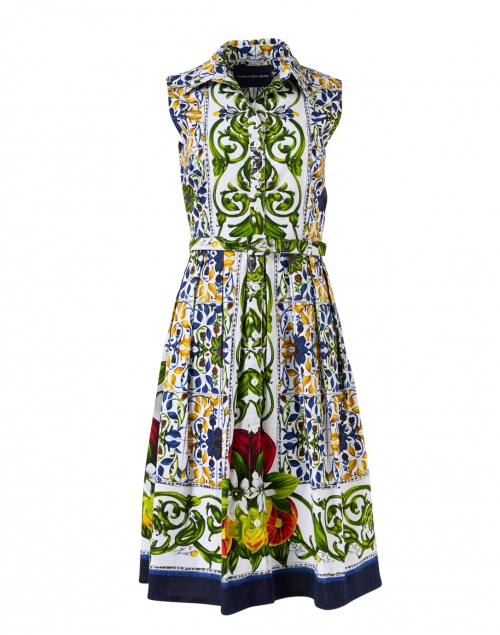 Product image - Samantha Sung - Audrey Indigo Tile Print Stretch Cotton Dress