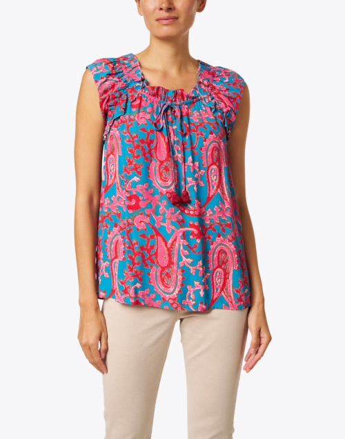 Figue - Gianna Pink and Blue Paisley Printed Top