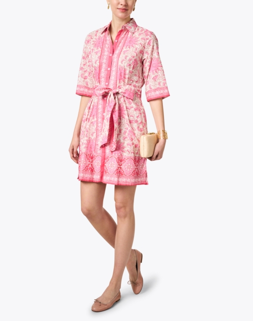Pink Print Cotton Shirt Dress