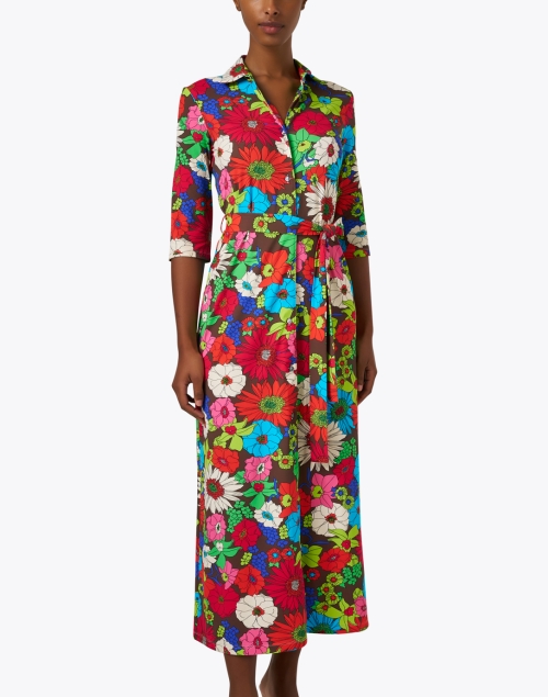 Front image - Caliban - Multi Floral Print Shirt Dress