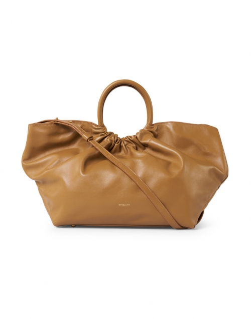 Back image - DeMellier - Los Angeles Deep Toffee Smooth Leather Ruched Tote