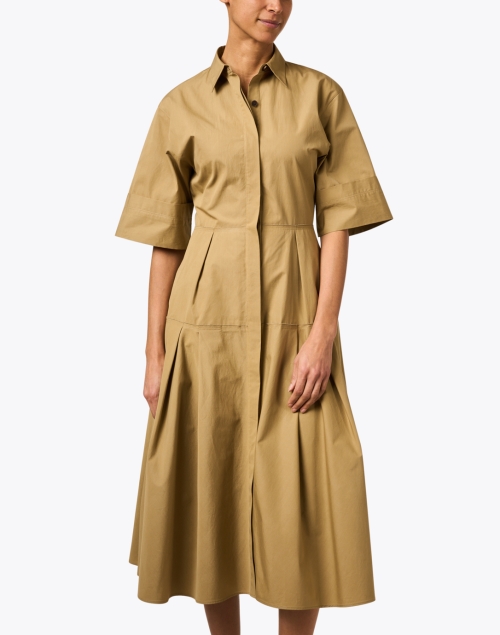 Front image - Lafayette 148 New York - Khaki Cotton Shirt Dress