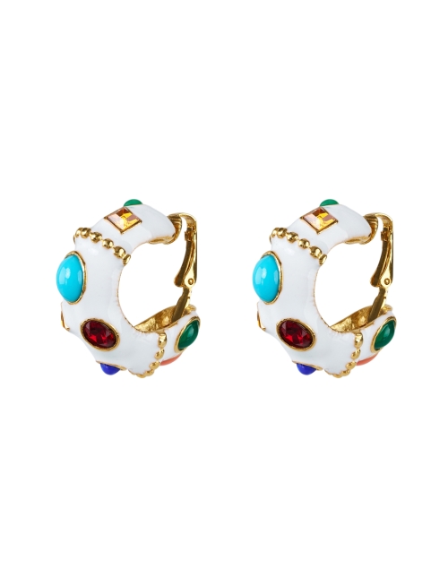 Product image - Kenneth Jay Lane - White Multi Stone Hoop Clip Earrings