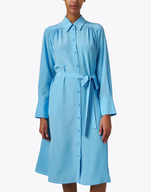 Front image - Joseph - Diane Blue Silk Shirt Dress